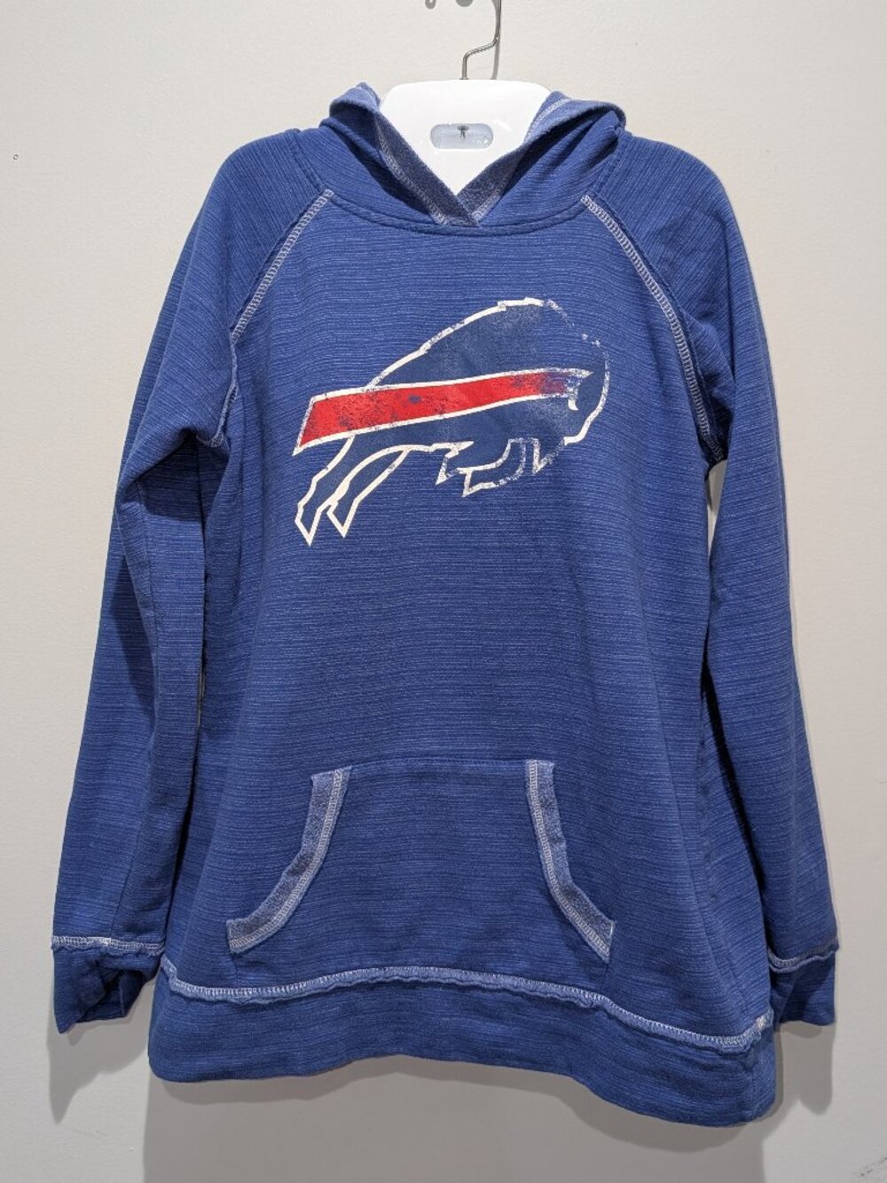 Buffalo Bills Women’s Distressed Hoodie Blue NFL Team Apparel XL Fits like Med